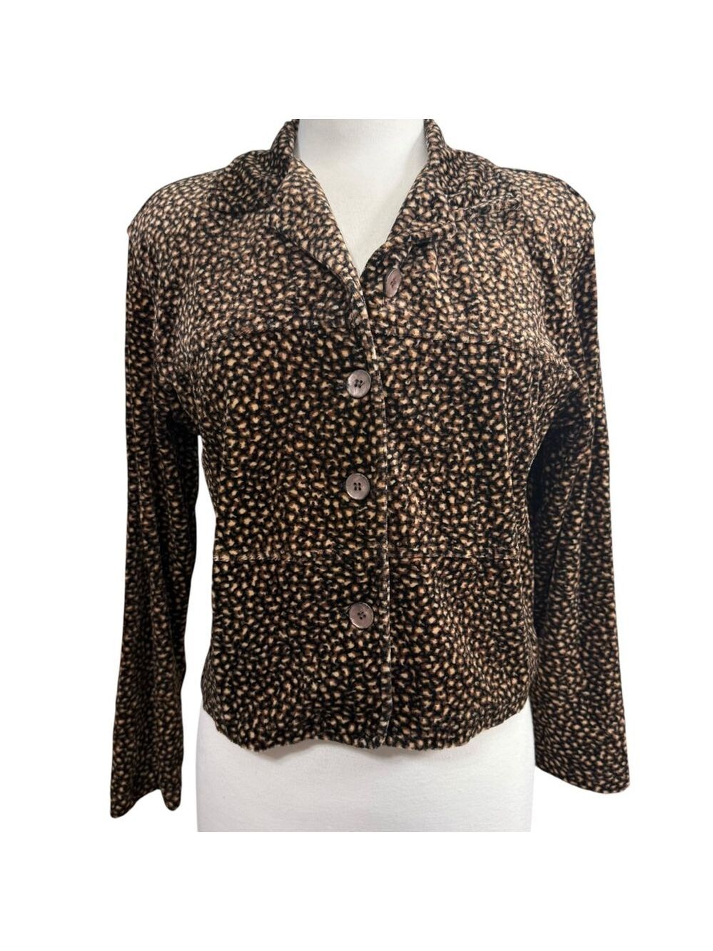 Women's Vintage Clio Velvet Blouse Black Brown‎ Size PL